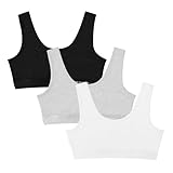 INNERSY Training Bras for Girls Wireless Comfortable Cotton Sports Bra 3 Packs(Large,Classic Trio)