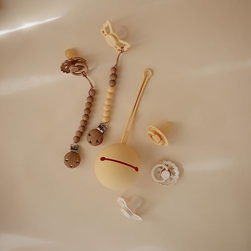 mushie 100% Silicone Baby Pacifier Clip BPA Free | Hera (Faux Wood)