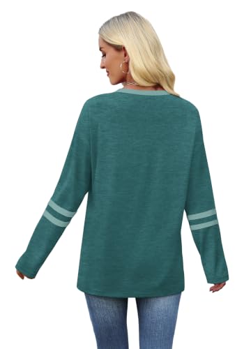 Image of Sampeel Long Sleeve Shirts for Women Color Block Casual Tops Fall Outfits 2026 Basic Tees Trendy Spring Clothes