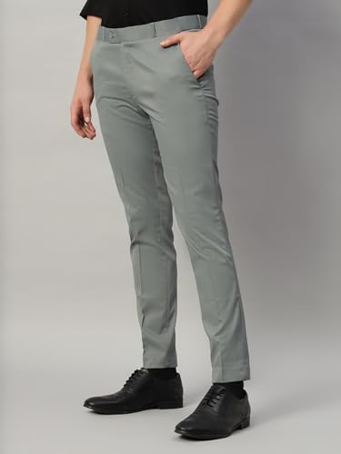 Image of Vogaan Formal Pant with Expandable Waist for Men | Men's Cotton Regular Fit Flat Front Pant for Party and Casual Wear