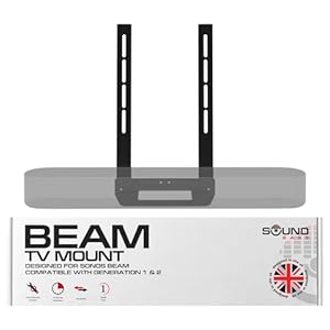 Sound Bass Beam TV Mount, Compatible with Generation 1 & 2 Sonos Beam Mounting Bracket for TV, Black, Full Hardware Kit Included, Beam Soundbar