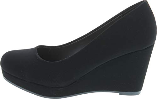 City Classified Womens Thomas Mary Jane Strap Comfortable Office Dress Platform Wedge Heel Shoes Black Thomas 7.52