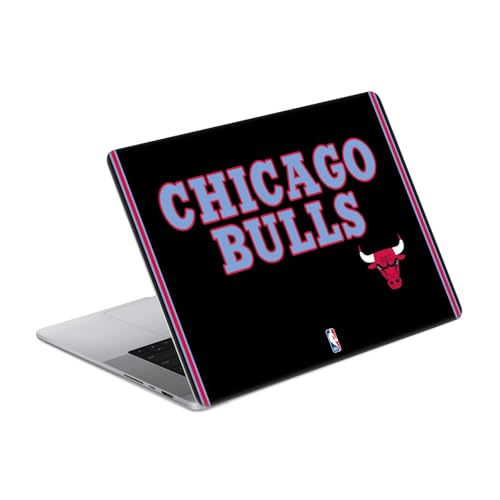 Autocollant Chicago Bulls MacBook Pro 14 A2442 skin vinyle noir officiel