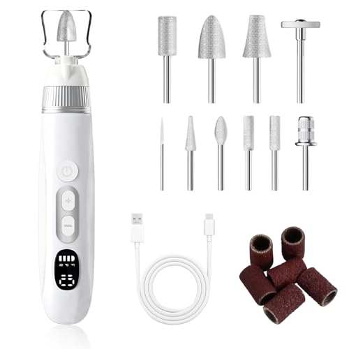 Focenat Torno para Uñas Profesional, Lima Uñas Electrica, 10 en 1 Torno de Uñas Nail Drill Machine, Lima Eléctrica para Uñas de Gel y Acrílicas, Kit de Manicura y Pedicura Eléctrico, Blanco
