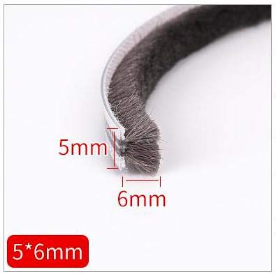 Soezy 16 Ft (5M) 196 Inch Sliding Sash Windows Doors Tape Pile Draught Excluder Brush Seal Strip Weatherstrip 5Mm X 6Mm (3/16 1/4 Inch, Gray) #TOP2