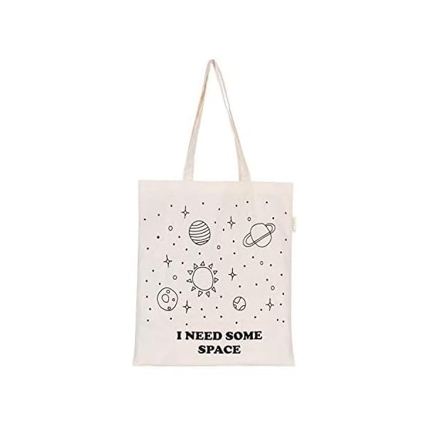 Canvas Tote Bag for Women | Printed Multipurpose Cotton Bags | Cute Hand Bag for Girls (I Need Some Space, I Need Some Space)