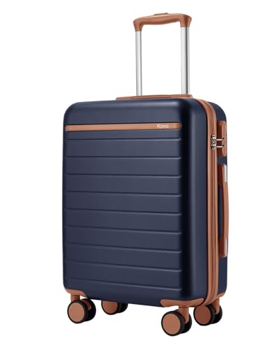 KONO Valise Cabine 55cm, 36L, Bagages Cabine ABS+PC Léger Durable Valise Rigide Roulette Valise avec Serrure TSA, Roues Silencieuses 360°, Marine