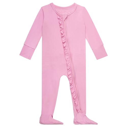 Image of GUISBY Baby Footies Ruffle Pajamas, Soft Long Sleeve with 2 Way Zipper Sleepers