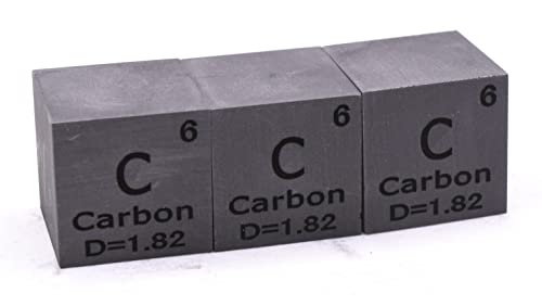 Image of 1 inch 25.4mm Carbon Cube C up to 99.9% Pure Periodic Table Element Engraved Density Collection Science Education Display Block Cube + Acrylic Case Box - 1PC