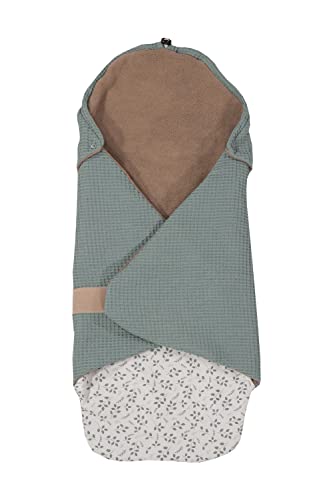 ULLENBOOM ® Einschlagdecke Babyschale, Für Winter geeignet, Floral-Grün (Made in EU) - Babydecke für Autositz (z.B. Maxi Cosi ®) oder Kinderwagen, ideale Decke für Babys Cover