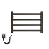 Toallero Calefactable Inteligente, Pequeño Radiador Eléctrico para Baño, 4 Barras, Temperatura Constante De 55 °c para Evitar Quemaduras, 80 W, Radiador De Pared para Toallero. Black Left Line