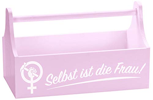 LAUBLUST Grande boîte à outils Rose  Motif femme  Coffret à outils pour femmes  env. 34 x 18 x 20 cm, bois, FSC®.
