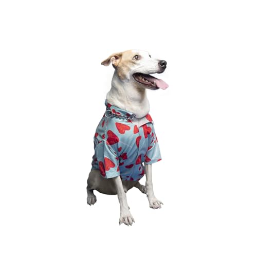 Image of Ezra Polyester Blend Dog Shirt - Heart Stick, X-Small | Lightweight & Breathable Outfit for Dogs | Stylish & Comfortable Pet Clothing and Outings