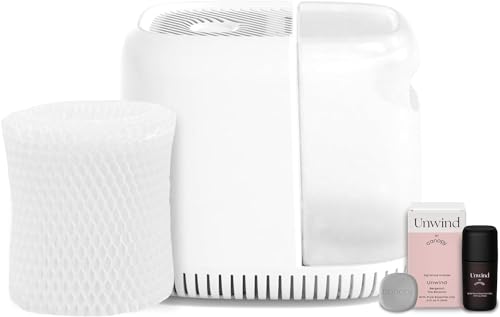 Image of Canopy Bedside Humidifier, White Humidifier, 36 HR Run Time, 2.5L Capacity - Help Alleviate Symptoms of Allergies, Flu, Cold, Dry Skin Includes Humidifier, Unwind Aroma, Filter, Power Cord & Adapter