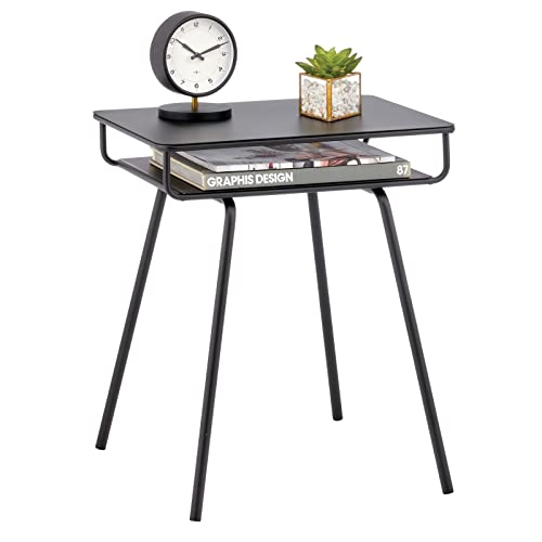 Mdesign Small Steel Modern Industrial Side Table With Storage Shelf, 2-Tier Metal End Table, Nightstand - Accent Furniture For Living Room, Bedroom, Office, Dorm Room - Citi Collection - Matte Black #TOP25