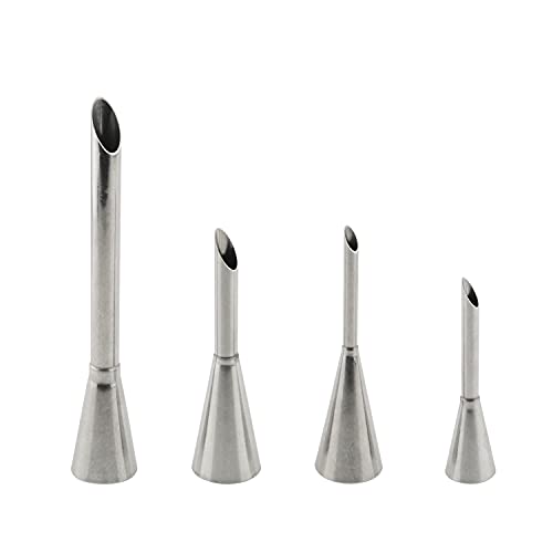 DGHAOP Cake Cream Puff Icing Piping Nozzle Tips 4 in 1 304 Stainless Steel Cream Piping Tip Nozzles Kit for Candy Fondant Baking Cake Decorating