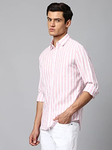 Image of Dennis Lingo Men's Striped Slim Fit Casual Shirt for Men with Spread Collar