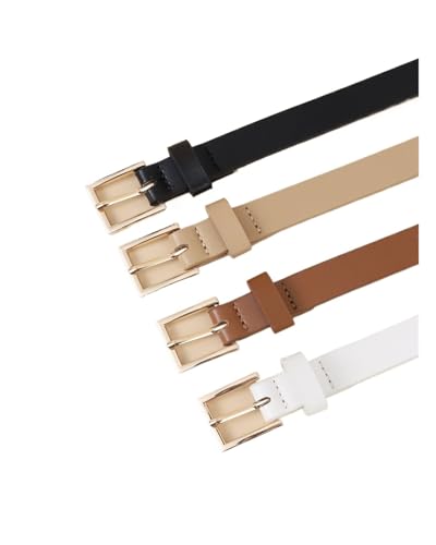 4pcs Women Skinny Leather Belt Thin Waist Belt with Metal Buckle for Pants Jeans Dresses4