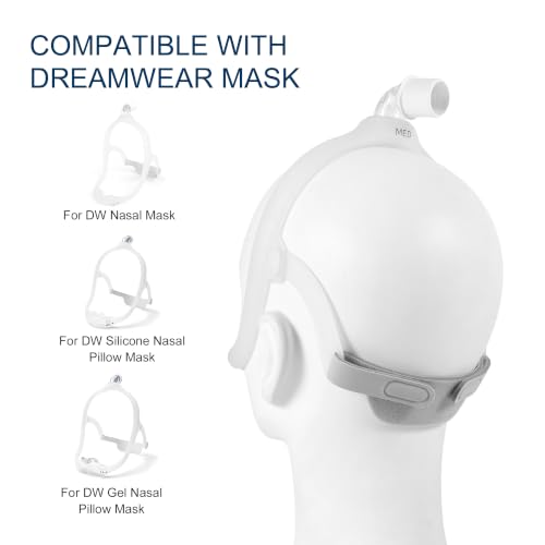 Image of 2 Pack Replacement Headgear Strap for DreamWear Nasal Pillow Mask,High Elastic Soft Headgear with Arm for DreamWear Respironics Headgear Breathable and Adjustable Headband Strap, Light Grey