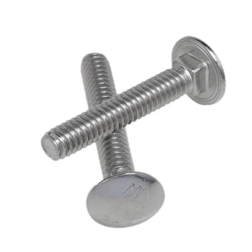 Image of Stainless Steel 18-8 Full Thread Coverage 1 /4-20 x1-1 /2 Carriage Bolts and Nuts Kit Square Bolt T Slot Bolts Head Bolts Header Bolts Hexagon Nut Spring Washer and Flat Washer Silver 10 Set