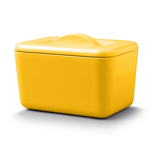 Zeal Insulated Butter Dish, Large 500g Capacity Double Walled Butter Tub/Container with Lid, Melamine - Mustard Yellow - Image 5