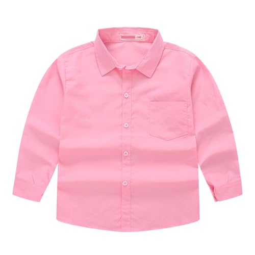 Camisetas de manga larga para niños de primavera verano y otoño nuevos estilos para niños y niñas Camisas de cuello traje trajes de chaleco de niños chic largo, rosa, 5-6 Años