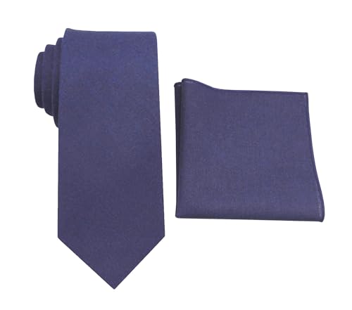 Image of Mens Linen Tie Set - Solid Necktie with Pocket Square