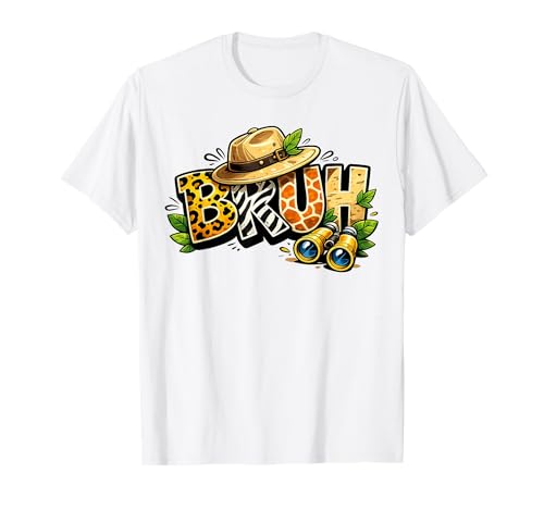 Bruh Safari Zookeeper Funny Animal Print Wildlife Boys Kids T-Shirt