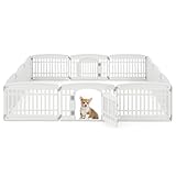 Giantex 12 Panel Dog Playpen, 24'' Tall Plastic Pet Fence with Lockable Door, Indoor Outdoor Puppy Exercise Pen for Small Medium Dogs, Expandable & Configurable into Square or Rectangle