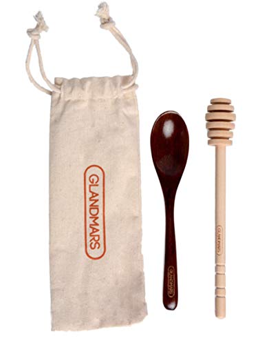 Glandmars Honey Dipper Stick Wooden-Dippers Long Honeycomb Drizzle 6 inch Stirrer Spoon Honey Drizzle stick