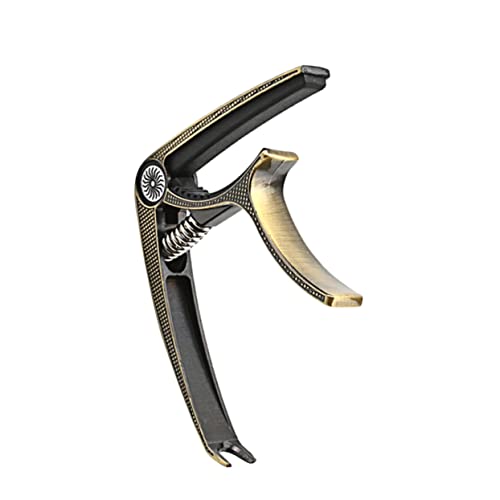 金属製 ギターカポ 5個セット シルバー クリップオン式 チューニングアクセサリー アコースティックギター ウクレレ バイオリン対応 迅速な位置調整可能 (茶色,9.3X7.5CM)