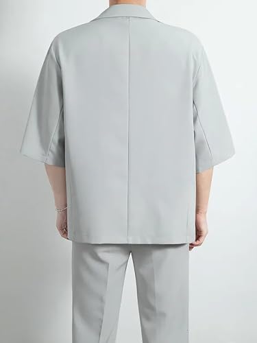 Mens Casual Suit 2 Piece Summer Suit Slim Fit Party Prom Suit Outfit Tuxedo Short Sleeve Suit Jacket Pants Set2