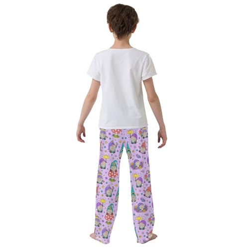 Gnome Mushroom Floral Boys Long Pants Soft Trousers Elastic Waist Kids Lounge Bottoms with Pockets S-XL3