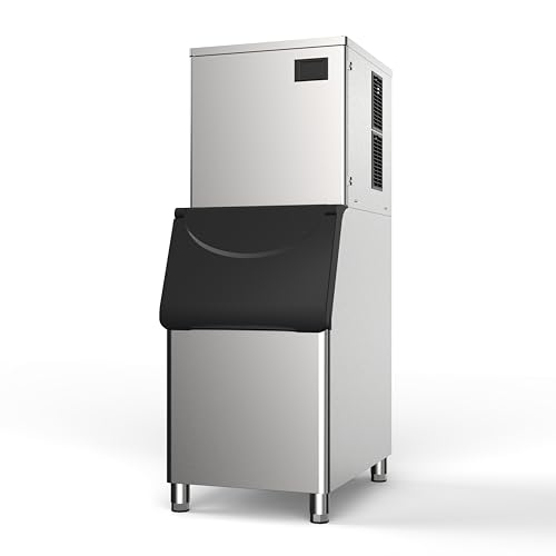 Real Relax Commercial Ice Machine 360LBS/24H, ETL Approved Industrial Ice Maker Machine with 200 LBS Storage Bin, Ice Scoop, Auto Self-Cleaning, LCD Display