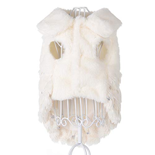 Roupas para cães de estimação de inverno de lantejoulas da moda elegante branco filhote de cachorro