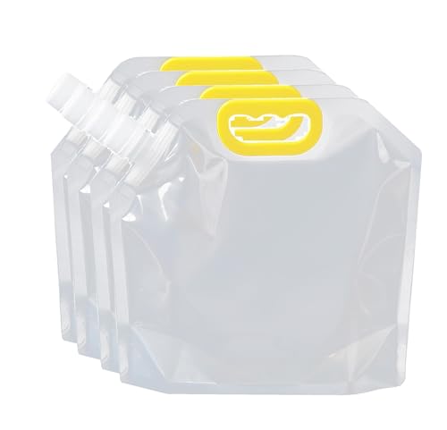 AUGEN Reusable Food Container Stoarge Bags, Airtight Moisture-Smell Proof Sealed Bags, Portable Transparent Dry Storage Bag With Lids For Grain Flour Juice (Pack of 4-1.5L)