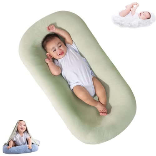 Image of Saanerueen Baby Lounger, Infant Lounger, Baby Lounger for Newborn, Soft Breathable Newborn Lounger for Play & Activity (Green)