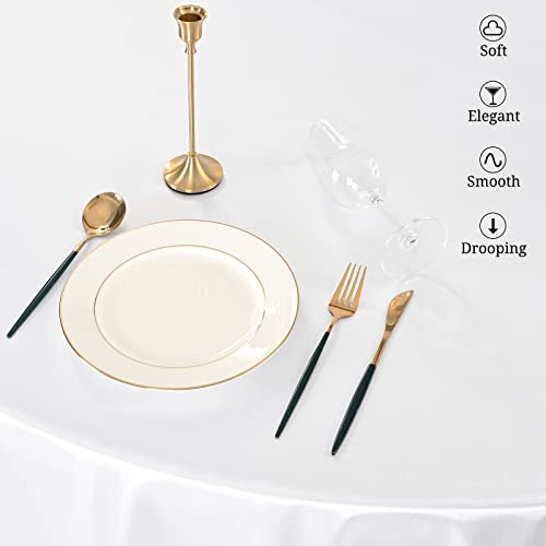 12 Pcs 108 Inch White Round Satin Tablecloth,Premium Silky Table Cloth Smooth Fabric Table Cloth Cover Bright Sikly Satin Tablecloths For Wedding Party Banquet Big Event Kitchen Dining Table Covers #TOP3