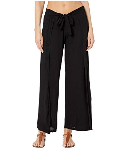 BECCA by Rebecca Virtue Modern Muse Crinkled Rayon Mock Wrap Pants Cover-Up Black MD