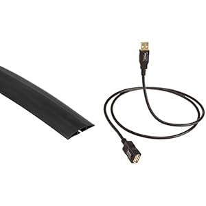 Amazon Basics Passacavo a pavimento in gomma, 1,5 m & Prolunga USB 2.0 ad alta velocità, A-maschio a A-femmina, multischermata