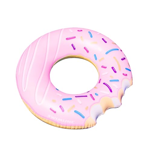 Swimline Pink Donut Pool Ring – Inflatable Lounge Float with Fun Design for Adults & Teens – Durable Vinyl Ring for Pool, Lake, or Beach – Easy to Inflate and Store
