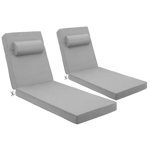 OIPUNSHLE Outdoor Chaise Lounge Cushion, Grey, 72 x 21 x 3 in, 2Pack by OIPUNSHLE - Used condition - US$107.15