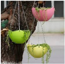 Generic 3 Pcs Plain Color Round Plastic Hanging Planter Flower Pot with Metal Chain for Home and Garden Indoor Plant (Multicolor) (B07GXTCCZ5) Amazon Price History, Amazon Price Tracker