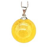 17mm Gold Rutilated Quartz Pendant Necklace Natural Gold Rutilated Quartz Crystal Stone For Women Me
