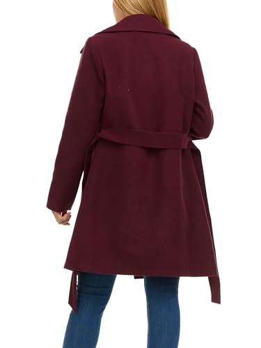Steve Madden Women's Trench Coat in Wine – Double-Breasted Faux Wool Winter Warmth - Image 5