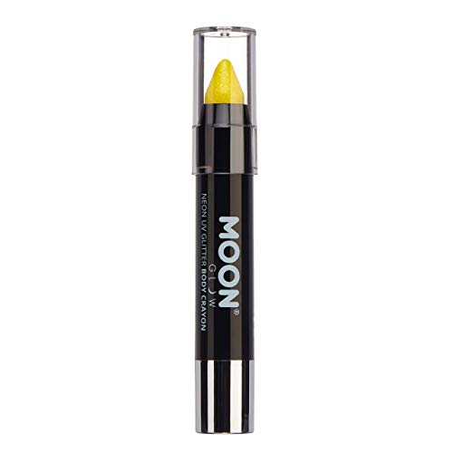 Moon Glow - Bâton Stick de peinture pour visage fluo UV Glitter/Peinture corporelle, maquillage pour le visage et le corps - Jaune
