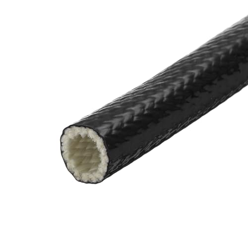 Image of MECCANIXITY 3 /4 inch ID 1.6ft Heat Shielded Fire Sleeve Silicone Coated Fiberglass Tape, for Automotive Hose Lines Wires Electrical Wiring, Black