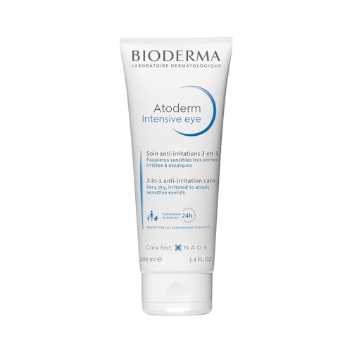BIODERMA Atoderm Intensive Eye - Cuidado 3 en 1: Desmaquilla, Calma y Repara los Párpados - Buena Base de Maquillaje - Pieles Muy Secas, Irritadas o con Tendencia Atópica - Tubo de 100 ml