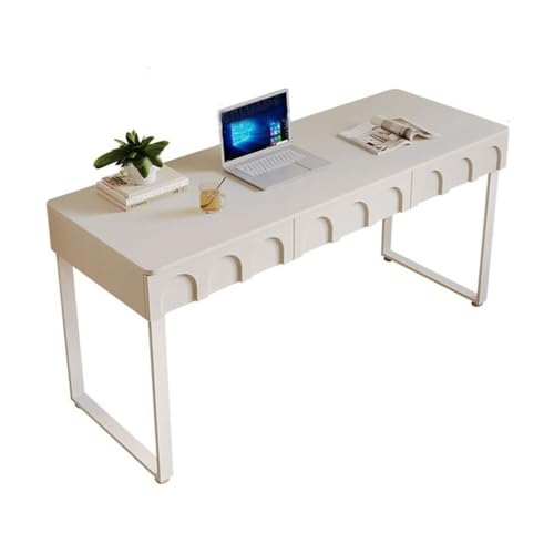 AILIUXIAOYAN Escritorio de computadora Escritorio Blanco con cajones, tocador Moderno, Mesa for computadora portátil, Escritorio for Oficina en casa, for Escribir, estudiar, Dormitorio(140cm)