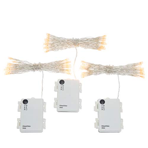 3 Pack Battery String Lights, 30 Warm White LEDs, 11 Ft. Strands, Batteries Included, Value Set